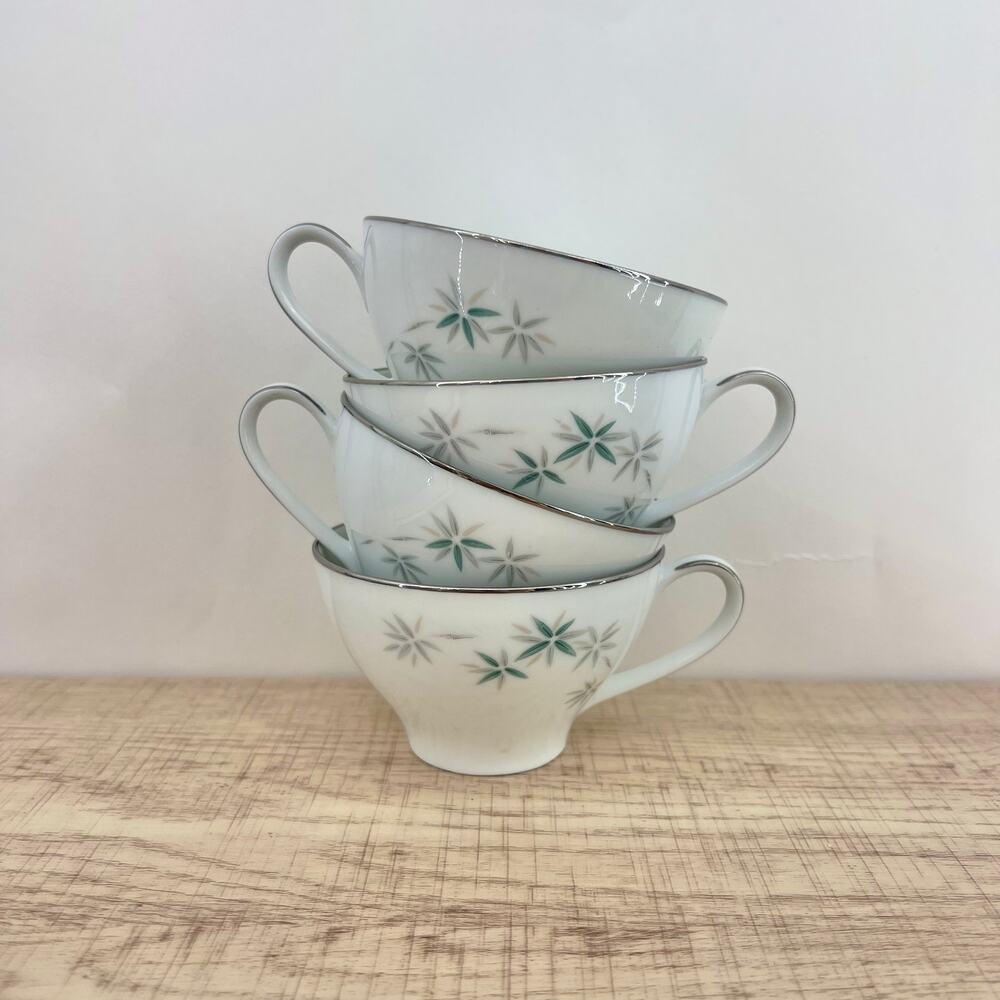 Noritake VINTAGE 60s Midori Japanese Porcelain Tea Cup Set Bamboo 6113 M08
